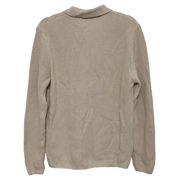 ZARA • Beige Knit Button Up Collared Cardigan Sweater - Picture 2 of 5